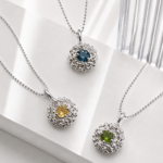 Trys Color Nest sidabro pakabukai su topazu, citrinu ir peridotu